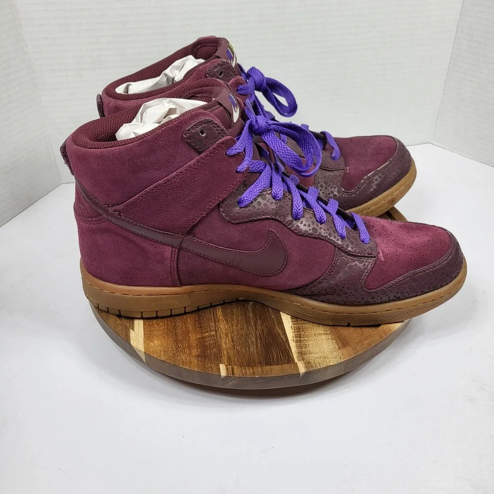 Nike Mens Dunk High Premium Red Oxide Purple Safari Vintage 2008 Suede Size 10.5